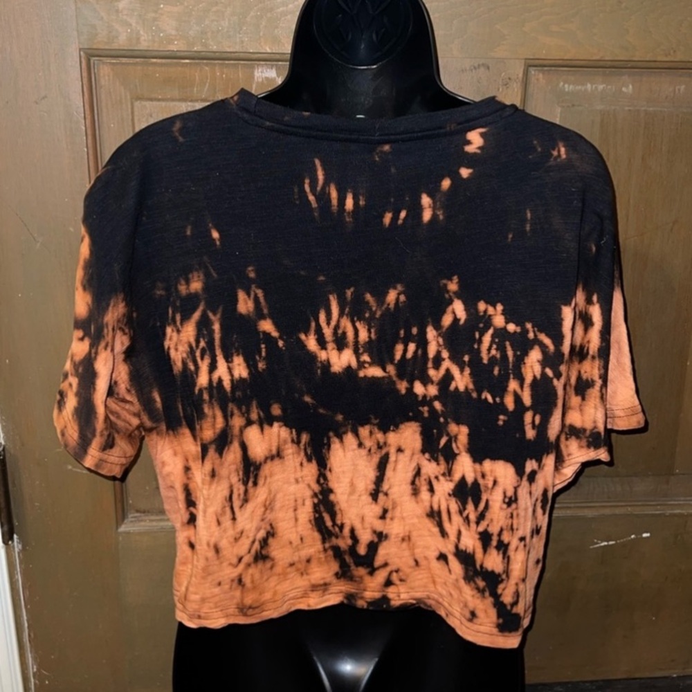 SHEIN Black & Orange Upcycled Tie-Dye Short Sleeve Boxy  Top Size L - Picture 4 of 12